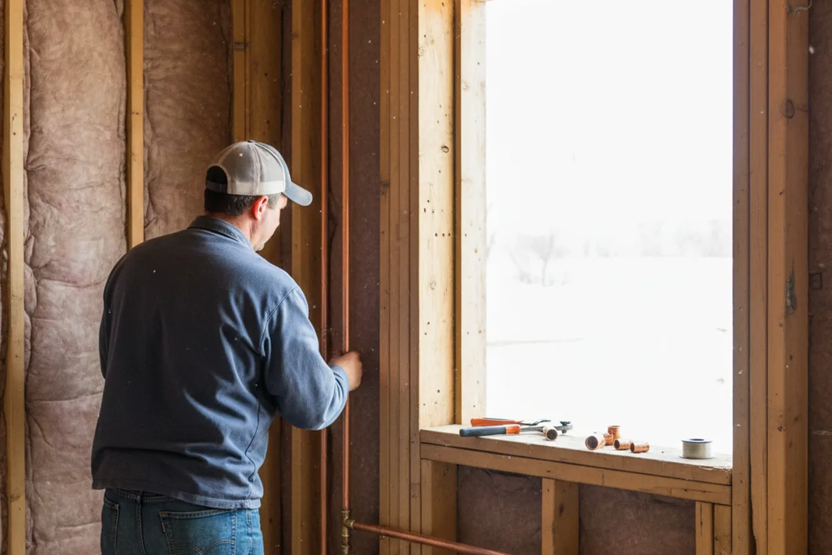 Licensed plumber running new copper supply lines in a Tamms home